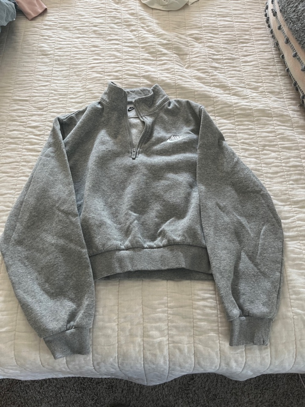 Nike Gray Half-Zip Cropped Sweatshirt
